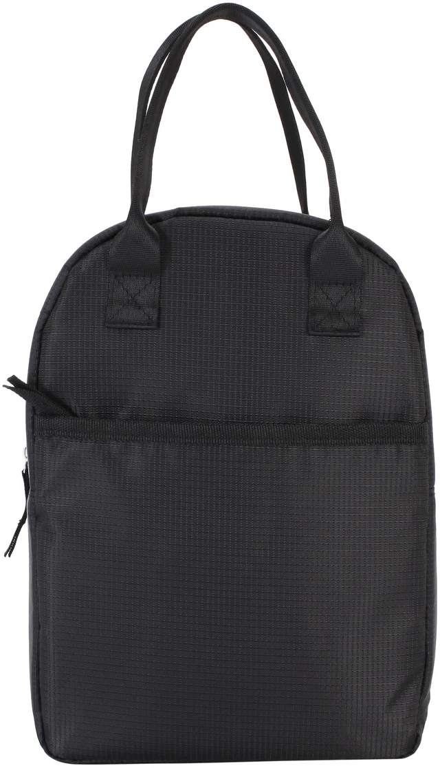 Main image of Mainstays Black Reusable Polyester Lunch Bag, Rounded Top, Zippered Main Compartment and Front Pocket