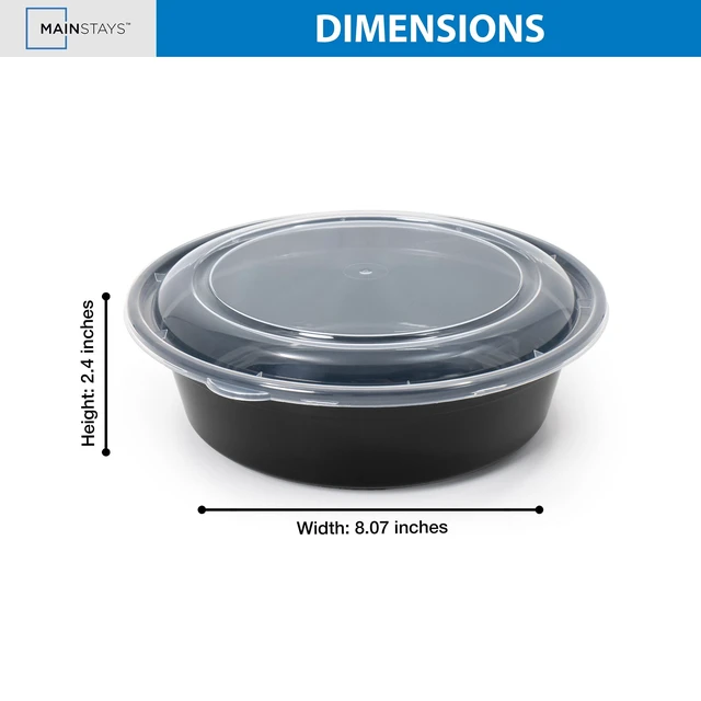 Alt view image 3 of 6 - Mainstays 10-Piece Round Meal Prep Containers with Lids, 1L BPA-Free, Microwave & Dishwasher Safe