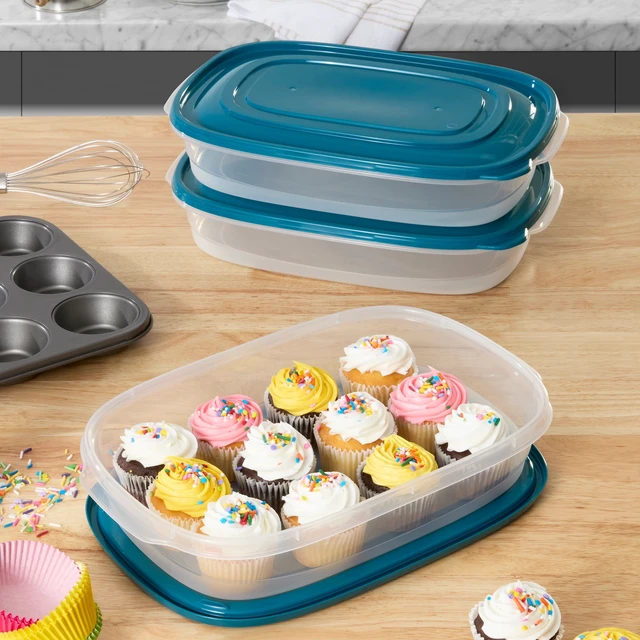 Alt view image 6 of 6 - Mainstays Semi Durable Rectangular 1 Gallon Plastic Food Storage Containers, 3 Pack