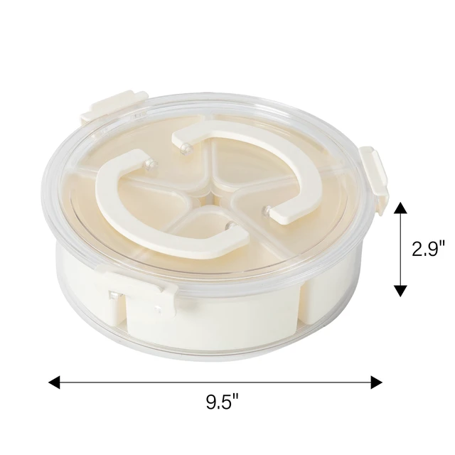 Alt view image 3 of 6 - Mainstays Snackle Box Lunch & Snack Container, Round, 5 Compartments, Plastic, White