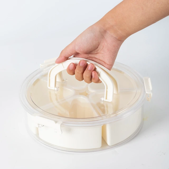 Alt view image 5 of 6 - Mainstays Snackle Box Lunch & Snack Container, Round, 5 Compartments, Plastic, White