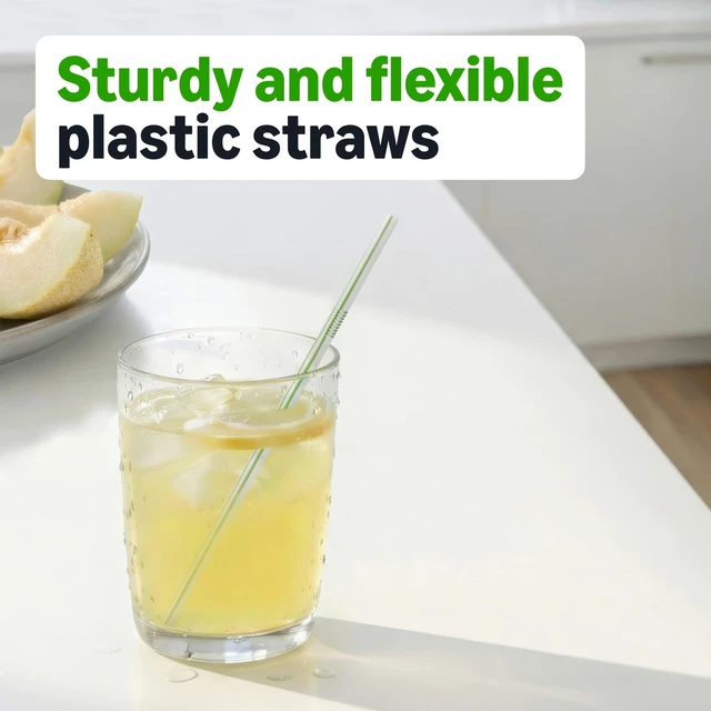 Alt view image 2 of 5 - Amazon Basics Disposable Striped Plastic Flex Straws, Assorted Colors, 100 Count, Large Pack, Packaging May Vary
