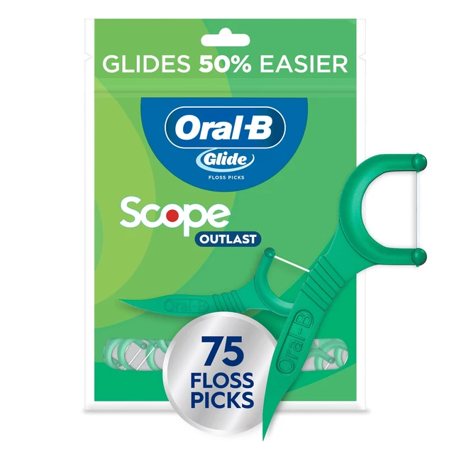 Alt view image 5 of 5 - (4 pack) Oral-B Floss, Glide Mint Dental Floss Picks with Long Lasting Scope Flavor, 75 Picks