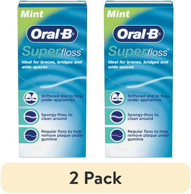 Main image of (2 pack) Oral-B Floss, Super Floss Pre-Cut Strands Dental Floss, Mint, 50 Count