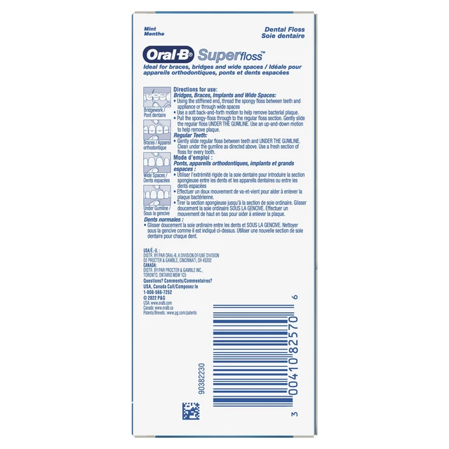 Alt view image 5 of 6 - (2 pack) Oral-B Floss, Super Floss Pre-Cut Strands Dental Floss, Mint, 50 Count