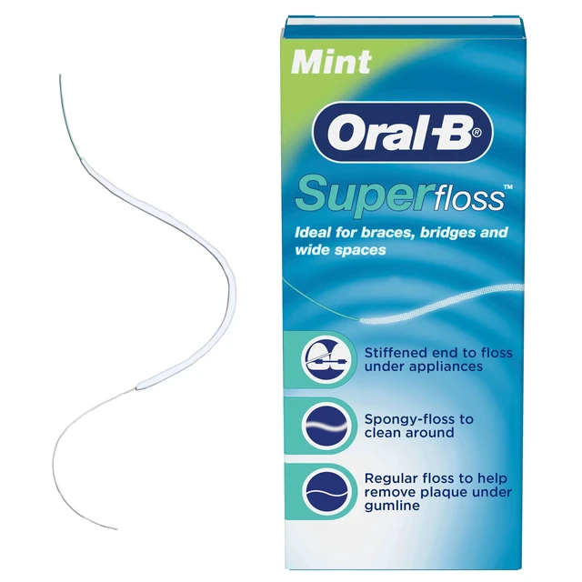 Alt view image 4 of 6 - (2 pack) Oral-B Floss, Super Floss Pre-Cut Strands Dental Floss, Mint, 50 Count