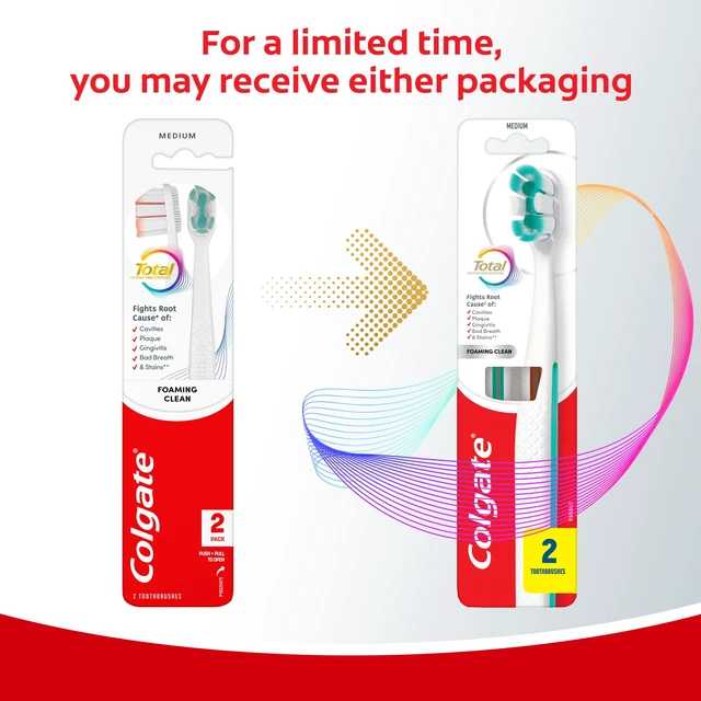 Alt view image 4 of 6 - Colgate Total Active Prevention Foaming Clean Medium Toothbrush, 2 Pack