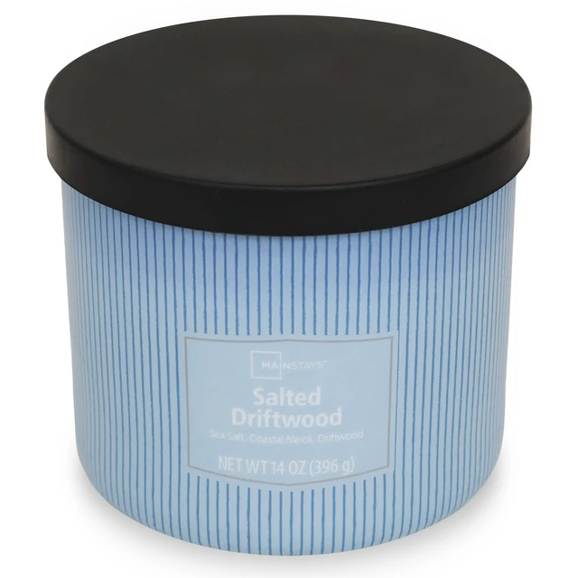 Alt view image 5 of 6 - Mainstays 14 oz 3-Wick Textured Wrapped Candle, Salted Driftwood