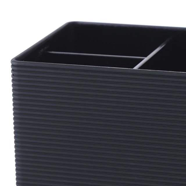 Alt view image 5 of 6 - Mainstays Soft Touch Black Ribbed Plastic Bathroom Sink Organizer, 3 Compartments