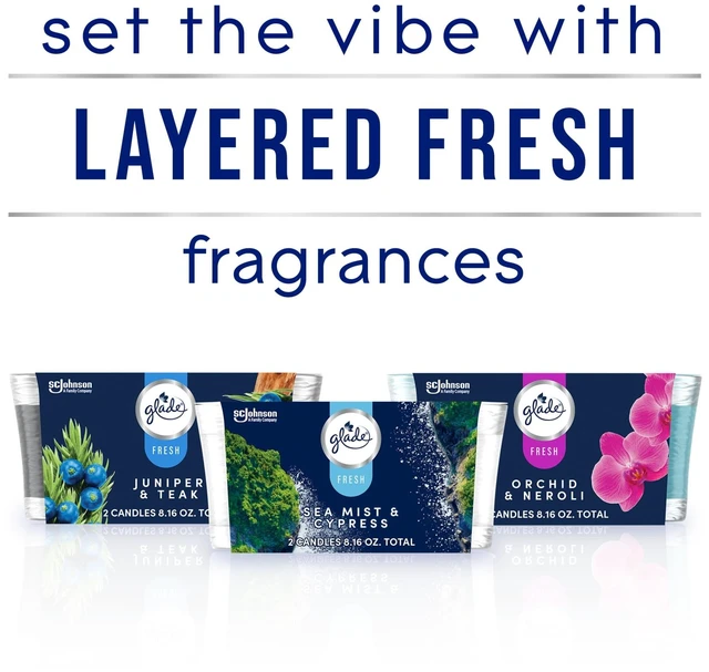 Alt view image 2 of 5 - Glade Candles, Sea Mist & Cypress, Fresh Collection, 8.16 oz, Pack of 2