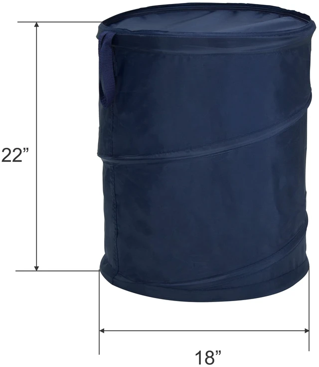 Alt view image 6 of 6 - Mainstays Pop-Up Laundry Hamper with Zipper Lid, 2-Load Capacity, Blue