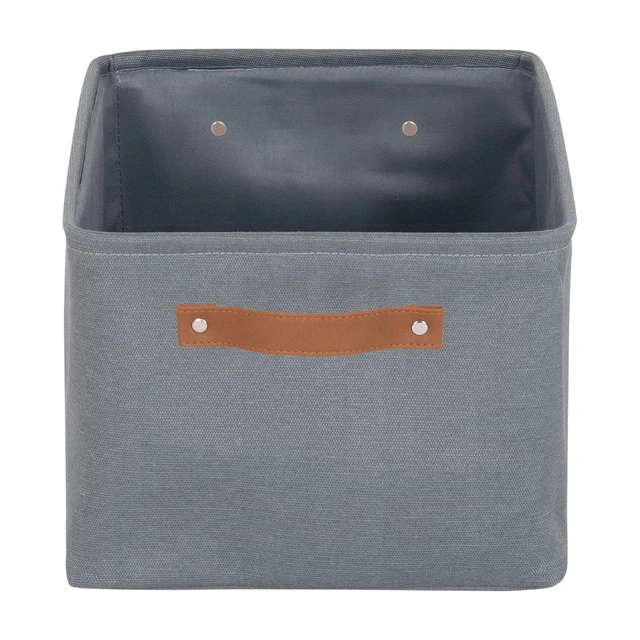 Alt view image 4 of 6 - Mainstays Decorative Gray Canvas Storage Basket with Polyurethane Handles