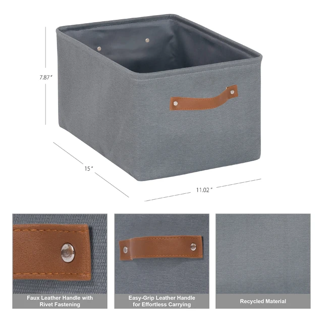 Alt view image 5 of 6 - Mainstays Decorative Gray Canvas Storage Basket with Polyurethane Handles