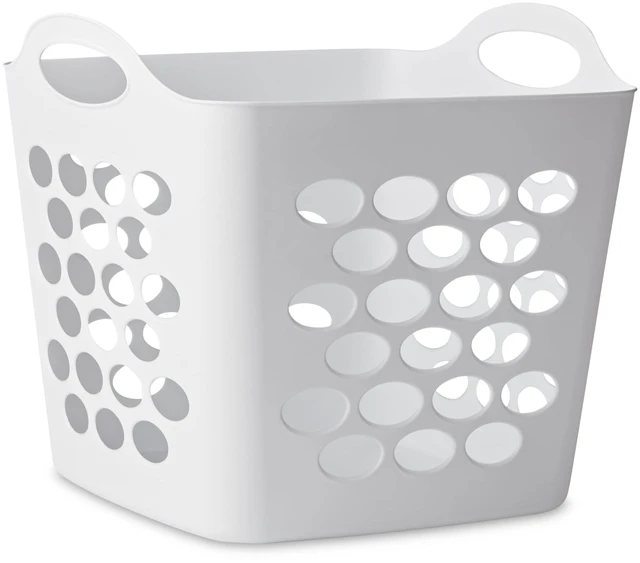 Main image of Mainstays Flexible Square Laundry Hamper with Handles, White Plastic