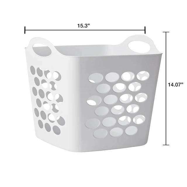 Alt view image 4 of 6 - Mainstays Flexible Square Laundry Hamper with Handles, White Plastic