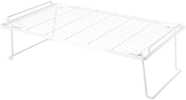 Main image of Mainstays Metal Wire Stacking Shelf Organizer for Kitchen Cabinet and Pantry Storage, 22" x 10" x 7", White