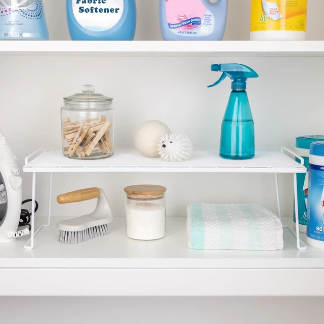Alt view image 2 of 6 - Mainstays Metal Wire Stacking Shelf Organizer for Kitchen Cabinet and Pantry Storage, 22" x 10" x 7", White
