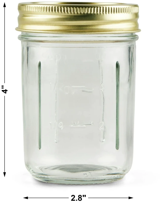 Alt view image 3 of 6 - Mainstays 8 oz Regular Mouth Half Pint Mason Canning Jars with Lids and Bands, 12 Pack