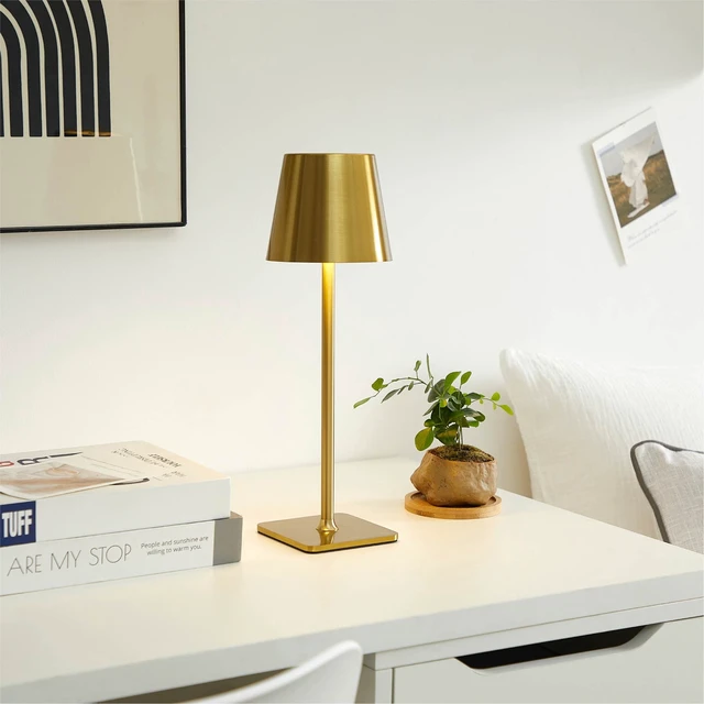 Alt view image 6 of 6 - Mainstays 13-inch Rechargeable Gold Table Lamp with Touch Controls and Dimming
