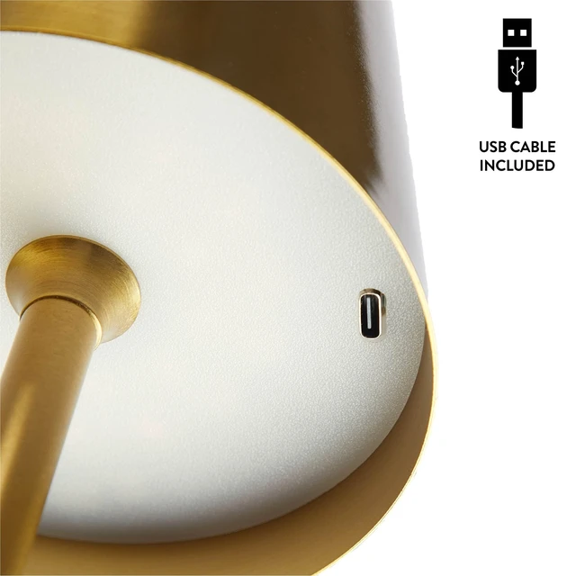 Alt view image 3 of 6 - Mainstays 13-inch Rechargeable Gold Table Lamp with Touch Controls and Dimming