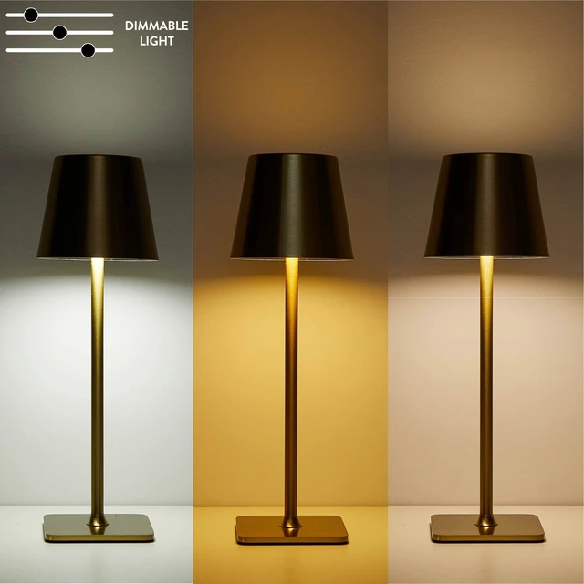 Alt view image 4 of 6 - Mainstays 13-inch Rechargeable Gold Table Lamp with Touch Controls and Dimming