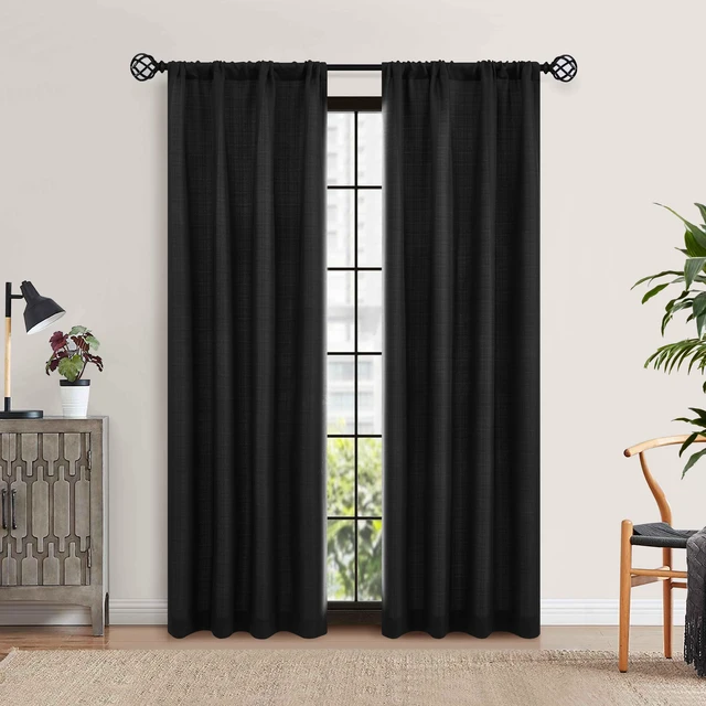 Main image of Mainstays Southport Textured Light Filtering Curtain Panel Pair, Set of 2, Greystone, 40 in W x 84 in L
