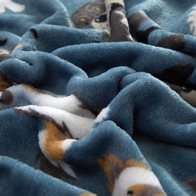 Alt view image 4 of 5 - Mainstays Cozy Plush Throw Blanket, Blue Dog Print, 50 x 60 in