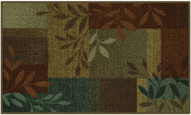 Main image of Mainstays Leaf Block Multicolor Indoor Accent Rug, 1 ft 8 in x 2 ft 10 in