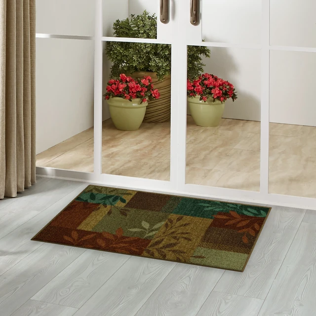 Alt view image 4 of 6 - Mainstays Leaf Block Multicolor Indoor Accent Rug, 1 ft 8 in x 2 ft 10 in