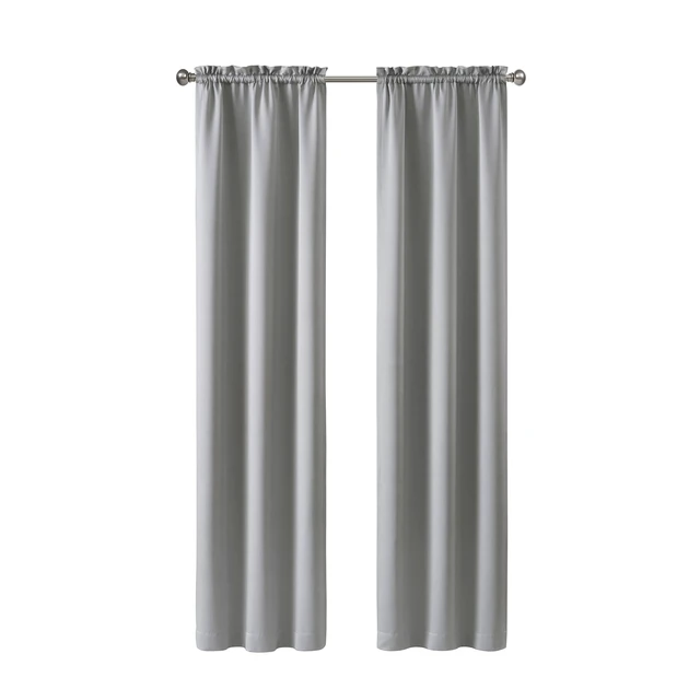Alt view image 5 of 5 - Mainstays Solid Blackout Curtain Panel Pair, 2 Panels, Light Gray, 30 in W x 95 in L