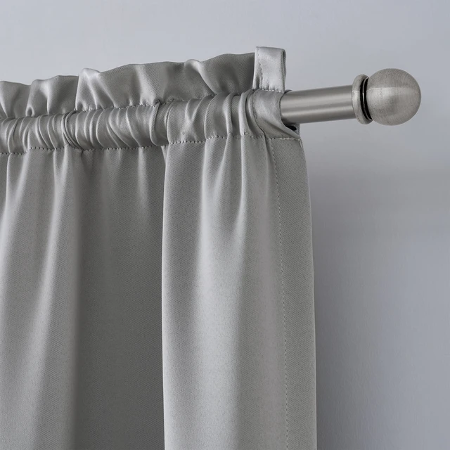 Alt view image 4 of 5 - Mainstays Solid Blackout Curtain Panel Pair, 2 Panels, Light Gray, 30 in W x 95 in L