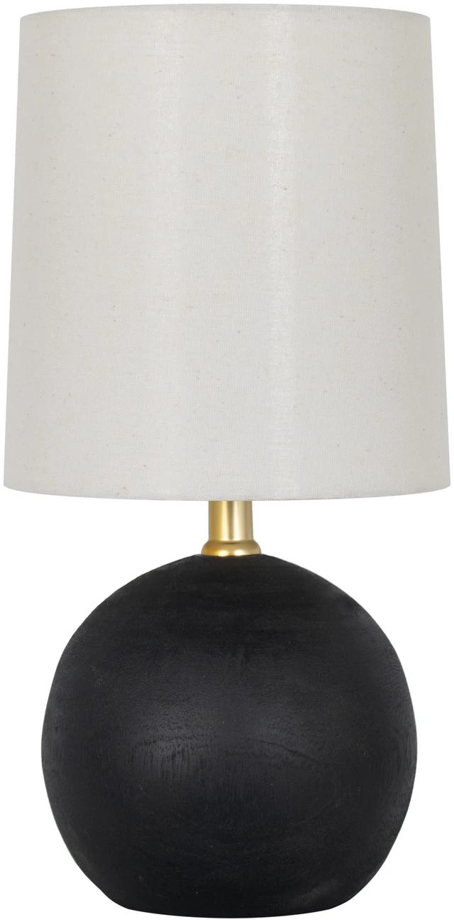 Main image of Mainstays 12.5 in Mini Black Ball Table Lamp with White Fabric Shade
