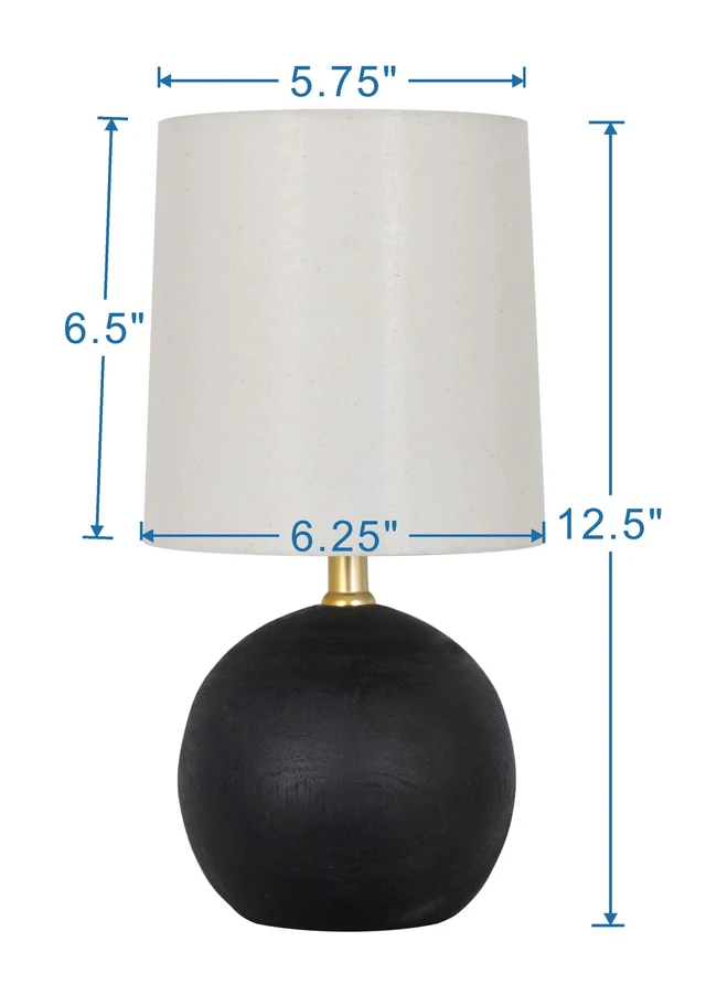 Alt view image 4 of 5 - Mainstays 12.5 in Mini Black Ball Table Lamp with White Fabric Shade
