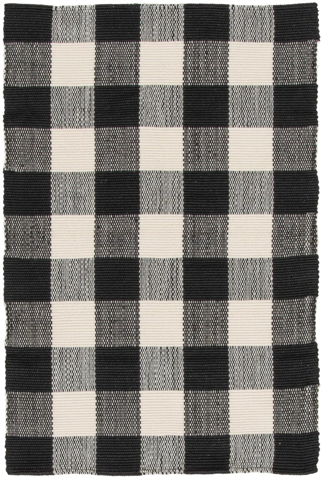 Main image of Mainstays 24 in x 36 in Black and White Plaid Indoor/Outdoor Layering Rug