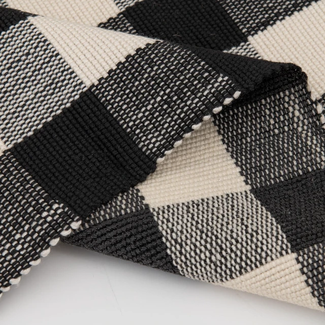 Alt view image 6 of 6 - Mainstays 24 in x 36 in Black and White Plaid Indoor/Outdoor Layering Rug