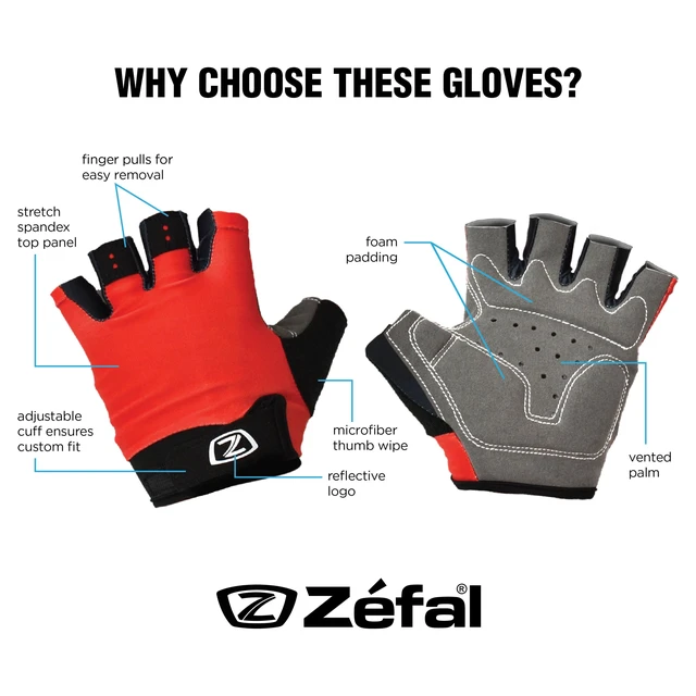 Alt view image 2 of 6 - Zefal Unisex Fingerless Comfort Bike Gloves, Sizes S-XL