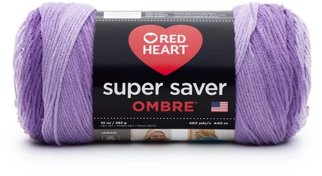 Main image of Red Heart Super Saver Ombre Yarn, Violet, 10oz(283g), Medium, Acrylic