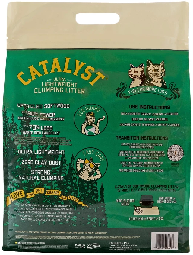 Alt view image 4 of 5 - Catalyst Pet Softwood Natural Clumping Cat Litter, Original Formula, 15 lb. Bag