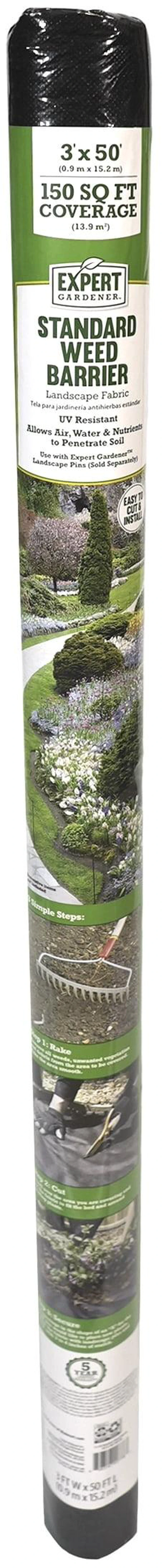 Main image of Expert Gardener 3' x 50' Black Weed Barrier Fabric with UV Protection, 3 feet Wide and 50 feet Long