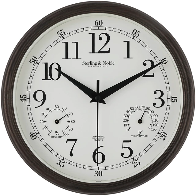 Main image of Mainstays 8.75\" Indoor/Outdoor Antique Bronze Round Arabic Analog Wall Clock