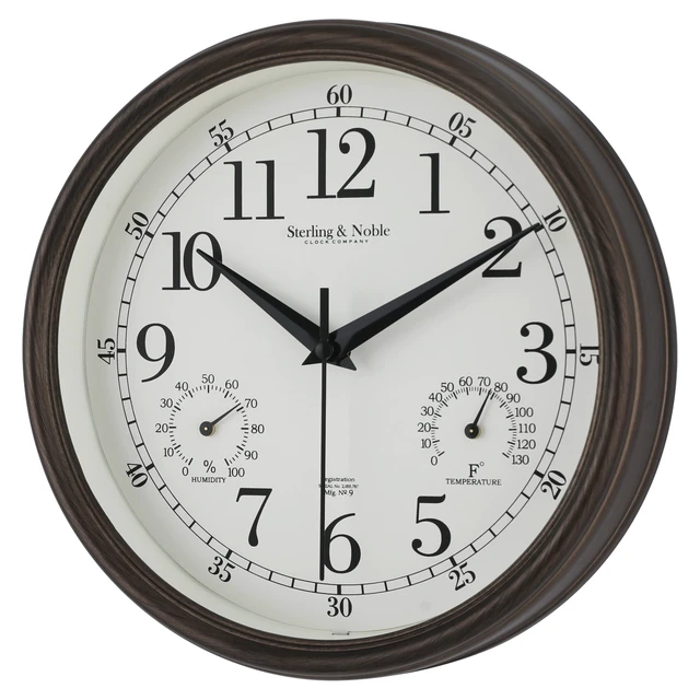 Alt view image 7 of 7 - Mainstays 8.75\" Indoor/Outdoor Antique Bronze Round Arabic Analog Wall Clock