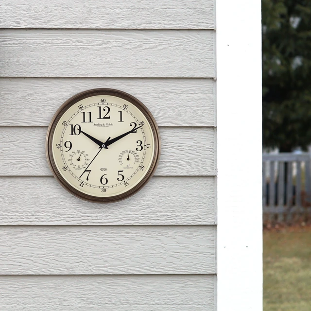 Alt view image 2 of 7 - Mainstays 8.75\" Indoor/Outdoor Antique Bronze Round Arabic Analog Wall Clock
