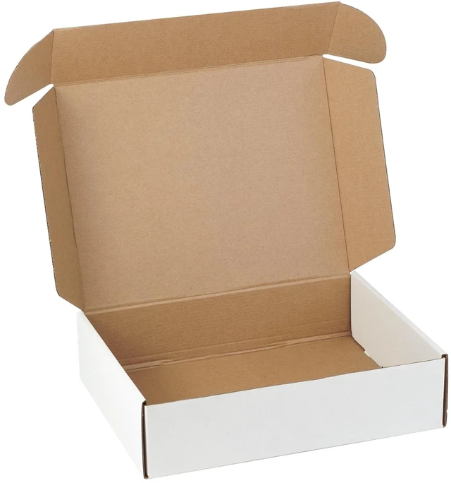 Main image of 12"x9"x3" Shipping Boxes Set of 1, White Corrugated Cardboard Box Literature Mailer