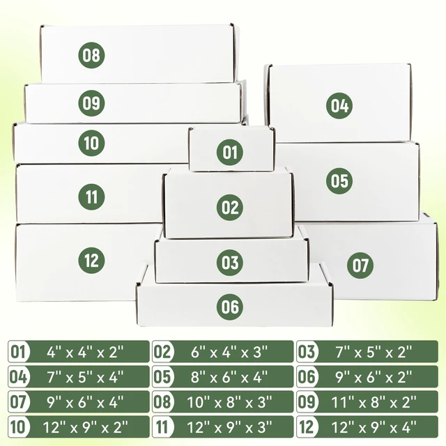 Alt view image 2 of 7 - 12"x9"x3" Shipping Boxes Set of 1, White Corrugated Cardboard Box Literature Mailer