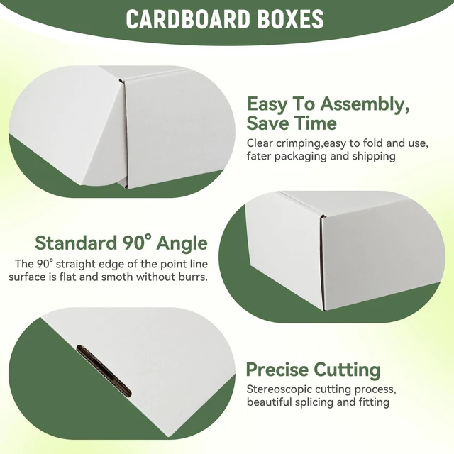 Alt view image 4 of 7 - 12"x9"x3" Shipping Boxes Set of 1, White Corrugated Cardboard Box Literature Mailer