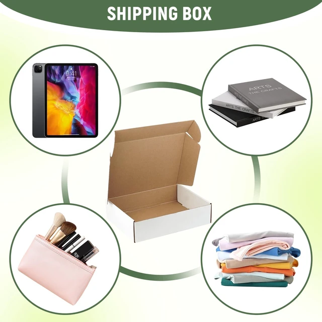 Alt view image 6 of 7 - 12"x9"x3" Shipping Boxes Set of 1, White Corrugated Cardboard Box Literature Mailer