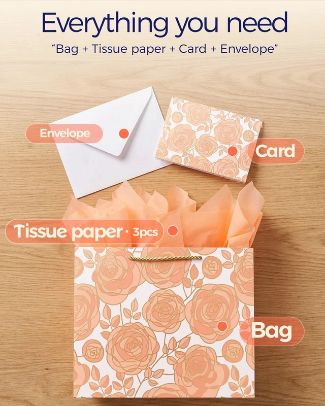 Alt view image 6 of 6 - SUNCOLOR Large Gift Bag with Tissue Paper and Card for Girls & Women