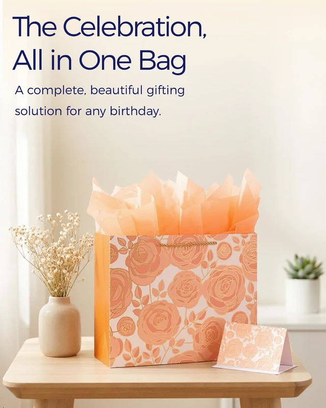 Alt view image 5 of 6 - SUNCOLOR Large Gift Bag with Tissue Paper and Card for Girls & Women
