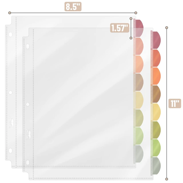 Alt view image 5 of 6 - Mr. Pen- Clear Sheet Protectors with Tabs, 8.5x11 Inches, 8 Tabs, 2 Sets | Durable Clear Plastic Dividers for 3 Ring Binders, Insertable Index Page Divider with Multicolor Tabs