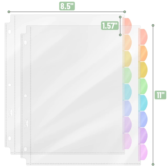 Alt view image 2 of 6 - Mr. Pen- Clear Sheet Protectors with Tabs, 8.5x11 Inches, 8 Tabs, 2 Sets | Durable Clear Plastic Dividers for 3 Ring Binders, Insertable Index Page Divider with Multicolor Tabs